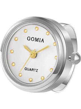 Unisex White Silver Quartz Roman Numeral Adjustable Open Band Finger Ring Watch